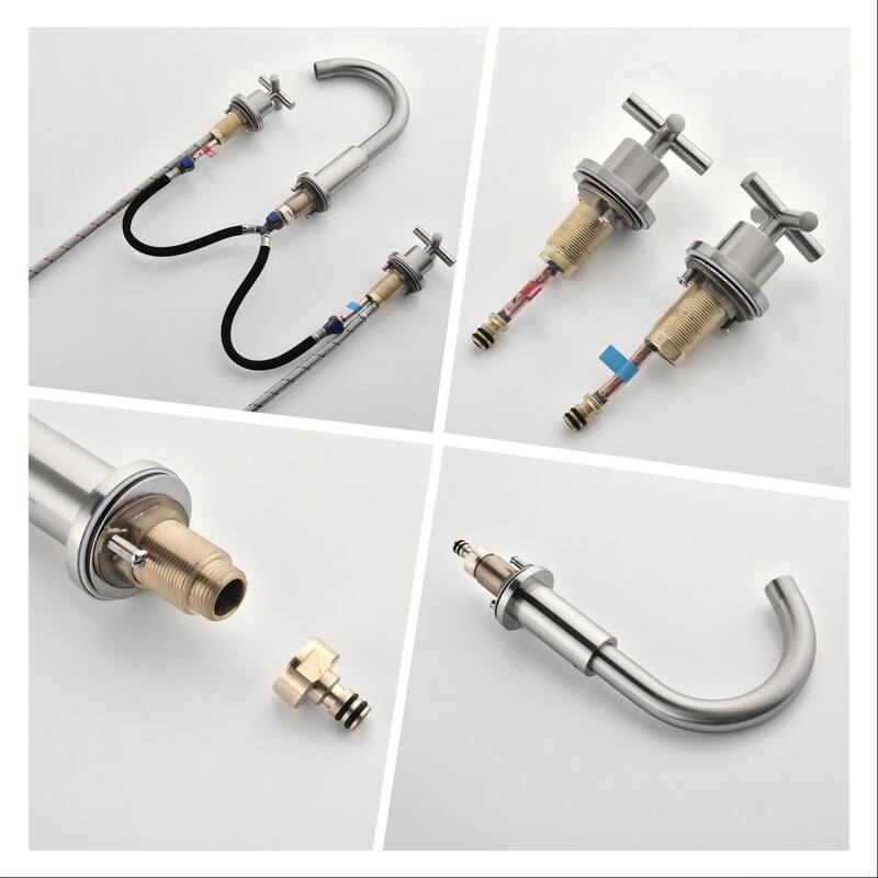 Luxury Gold / Nickel / Black 360 Swivel Bathroom Faucet Widespread with 2 Cross Handles