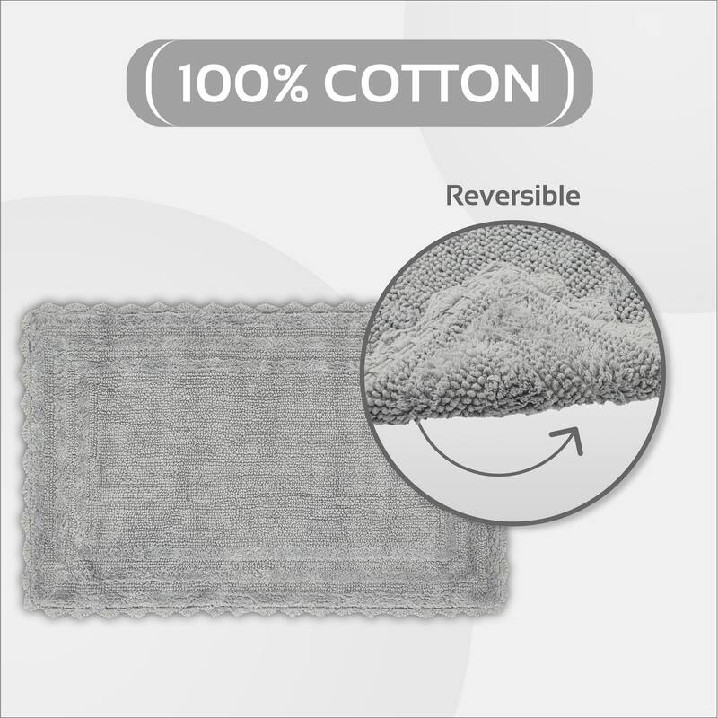 Better Trends Bath Rugs Set 100% Cotton Soft & Water Absorbent Tufted Bathroom Rug for Shower, Sink Bath Mats Lilly Crochet