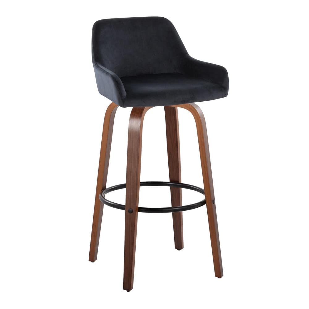 Porch & Den Galotti 30" Fixed-Height Bar Stool with Bent Wood Legs & Round Footrest (Set of 2)