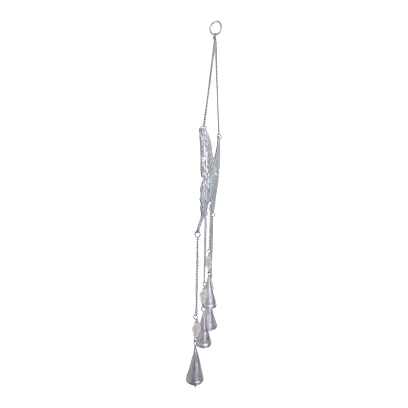 Metal Windchime with Glass Accents and Iron Bells in Butterfly Shape