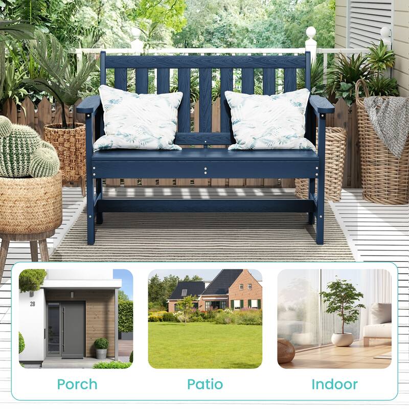 Outdoor 2-Person Garden Bench 42.92-in W x 35.83-in H
