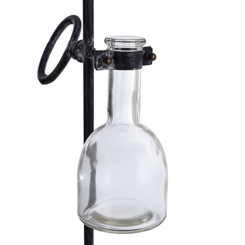 Carbon Loft Abiram Glass Flask Vase with Oval Ring Support Metal Stand Table Top Accessory