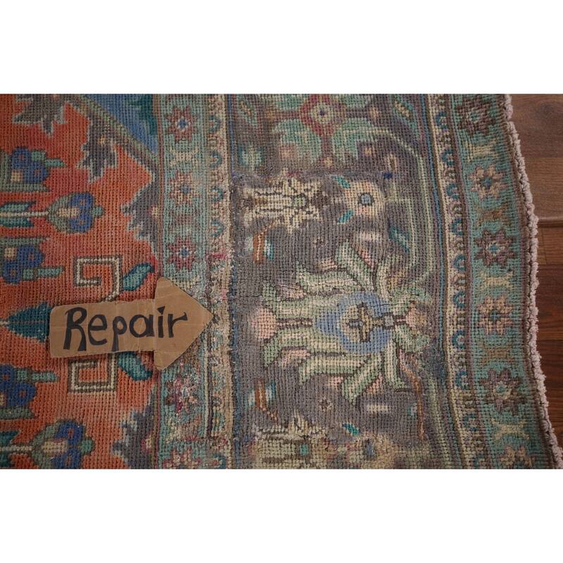 Tabriz Persian Vintage Area Rug Hand-Knotted Traditional Wool Carpet - 9'6"x 12'10"