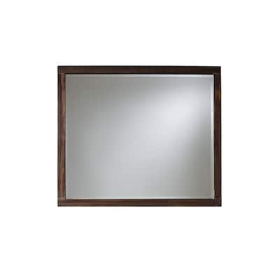 42 Inch Cas Sengon Tekik Wood Dresser Mirror, Rough Hewn, Brown