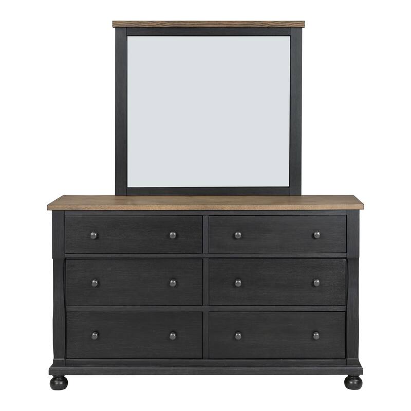 Furniture of America Lucan I 6-Piece Farmhouse Black Solid Wood Panel Bedroom Set