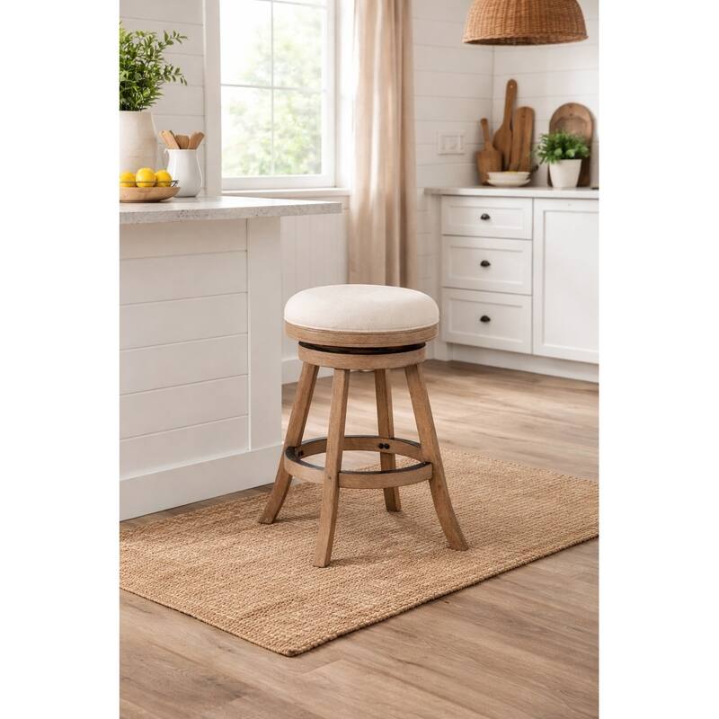 Fenton Swivel Backless Stool - Driftwood Wire-Brush - Counter Height