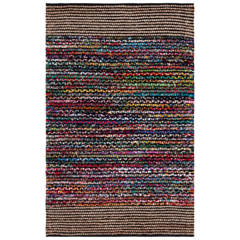 SAFAVIEH Handmade Cape Cod Mindel Boho Coastal Rug - 6' Square - Natural/Blue