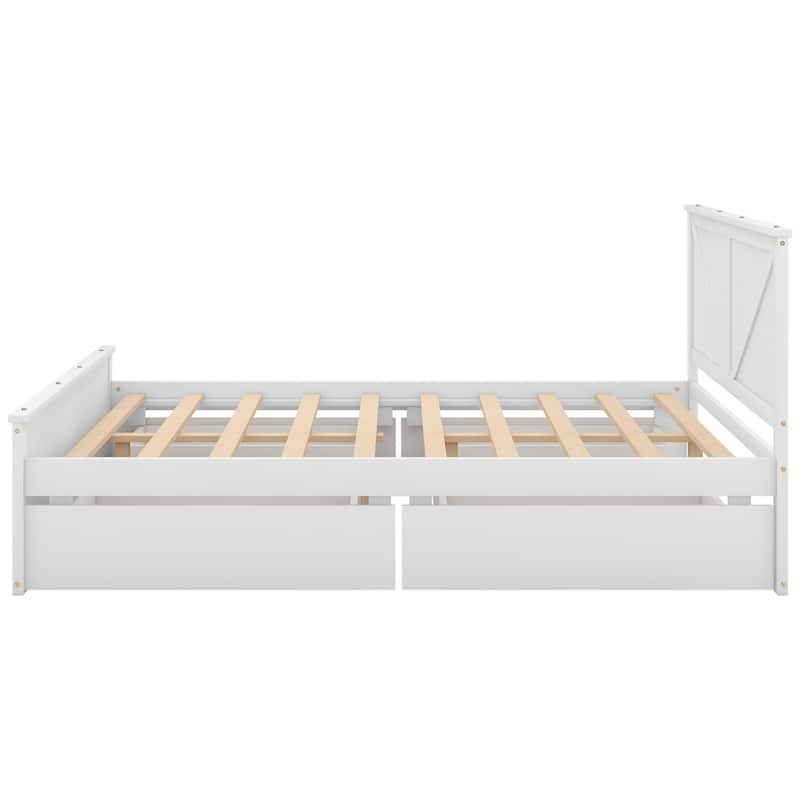 Queen Size Wood Platform Bed with 4 Storage Drawers and Legs