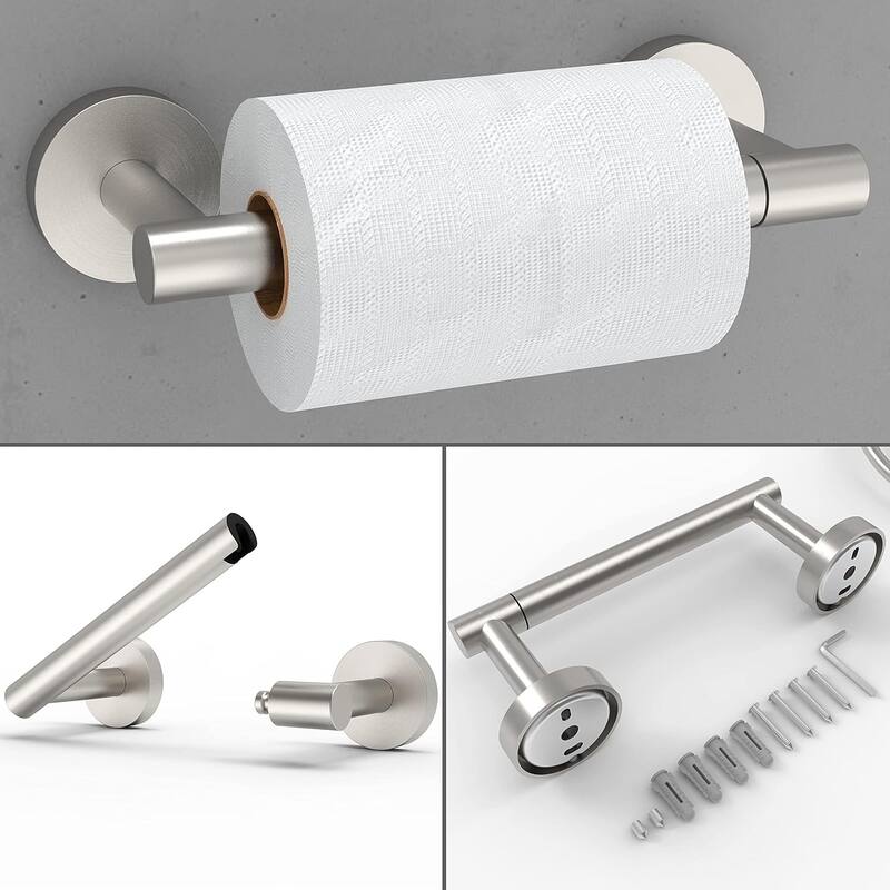 3-Piece Wall Mount Hardware Set 304 Stainless Steel Toilet Paper Holder and Towel Ring