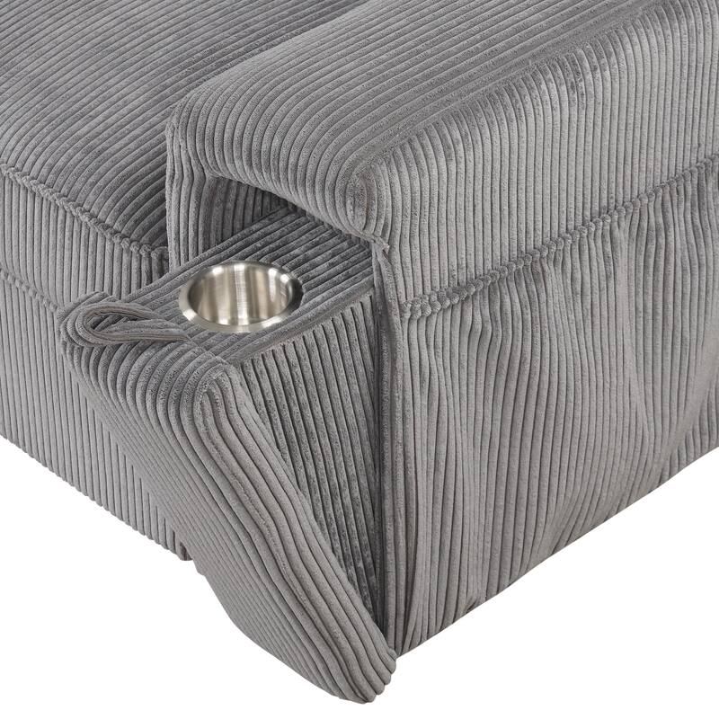 Upholstery Sleeper Sectional Sofa with Storage Bags & 2 Hidden Cup Holders