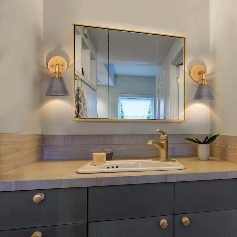 Coney Modern Dimmable Wall Sconce Metal Brushed Bathroom Vanity Light