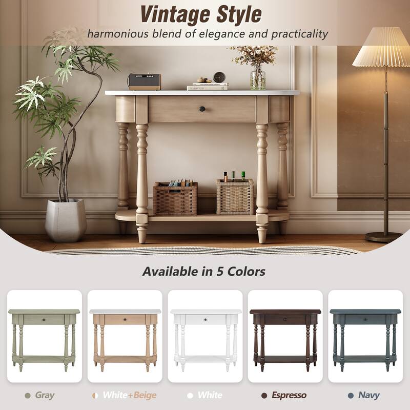 36 Inch Wood Console Table with Drawer and Shelf for Entryway