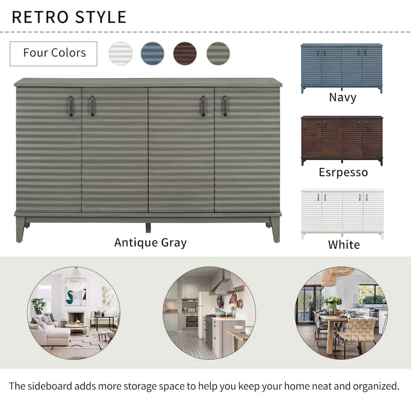 Sideboard Cabinet with 4 Door, Buffet Cabinet with Metal Handles, Wooden Storage Cabinet with Adjustable Shelves