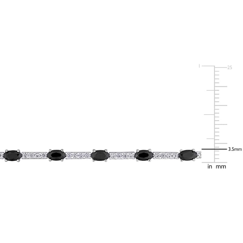 Miadora 8ct TGW Black and White Cubic Zirconia Station Bracelet in Sterling Silver - 7 in