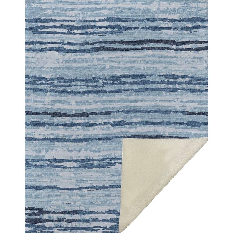 Premium Machine Washable ASB75 Ombre Stripes Sherpa Throw Blanket