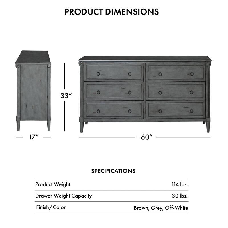 Joneigh Traditional 60-inch Wide 6-Drawer Double Dresser by Furniture of America