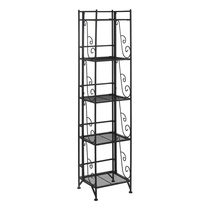 Convenience Concepts Xtra Storage 5 Tier Folding Metal Shelf with Scroll Design