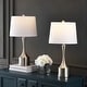preview thumbnail 10 of 16, JONATHAN Y Colton 26" Classic French Country Iron LED Table Lamp with USB Charging Port, Brass Gold (Set of 2) Nickel