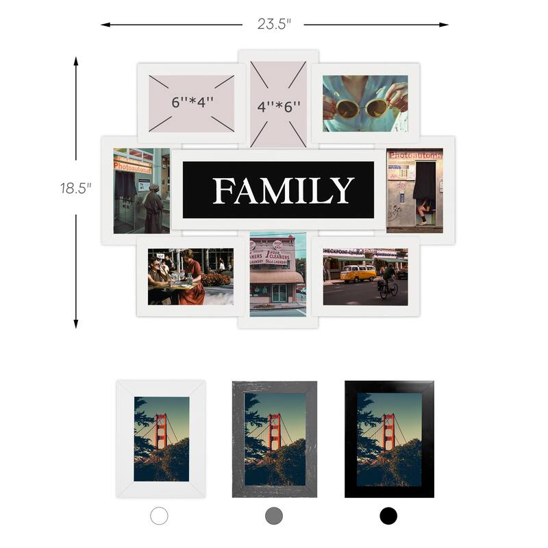 HELLO LAURA 8 Opening Family 6" x 4" Opening Wall Hanging Photo Frame