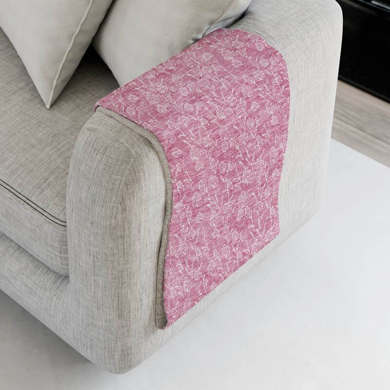 Premium Machine Washable Modern Floral Sherpa Throw Blanket - Blush - 4'2" x 5'10"