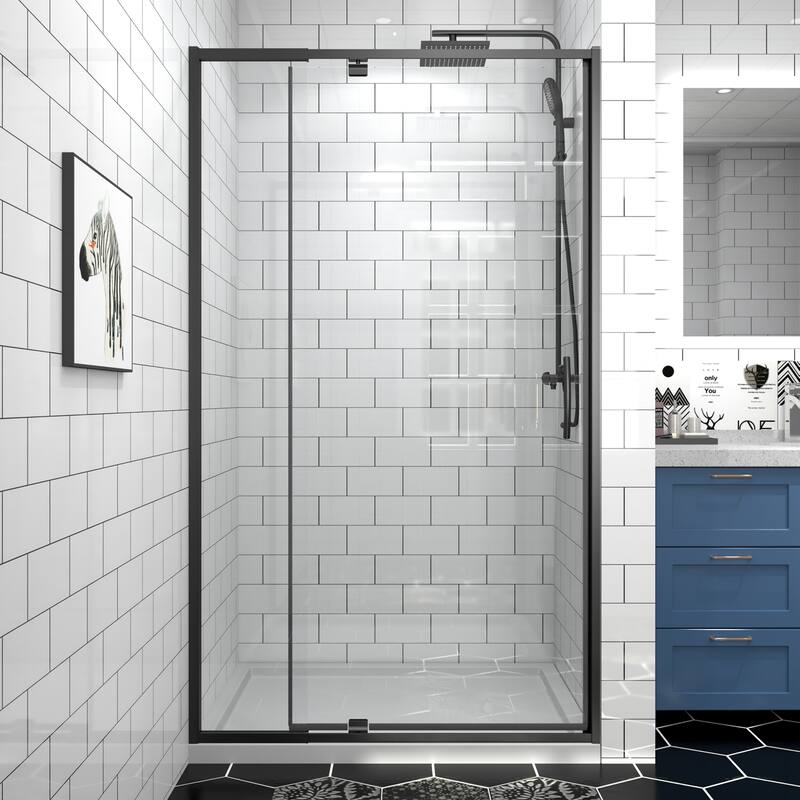 Modland 42''/48''/54''/60''W x 71''H Frameless Pivot Swing Shower Door Enclosure with 1/4" SGCC Tempered Glass Door