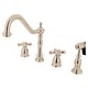 preview thumbnail 29 of 30, Kingston Brass Heritage 8-Inch Widespread Kitchen Faucet with Brass Sprayer Polished Nickel