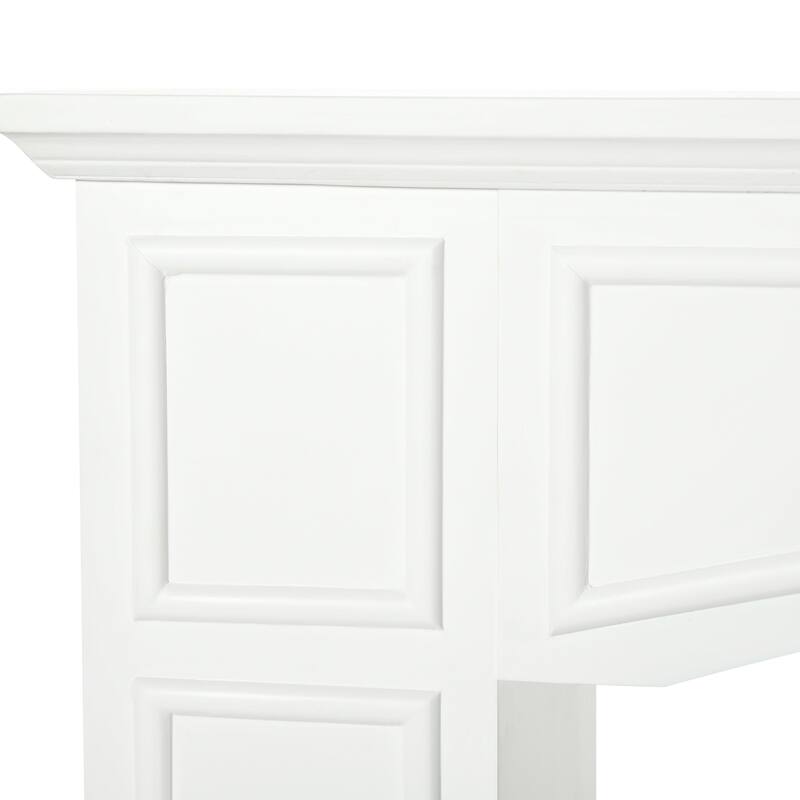 Modern White MDF Fireplace Mantel with Decorative Top Board for Living Room Display - 45.25" W x 9.25" D x 39.25" H