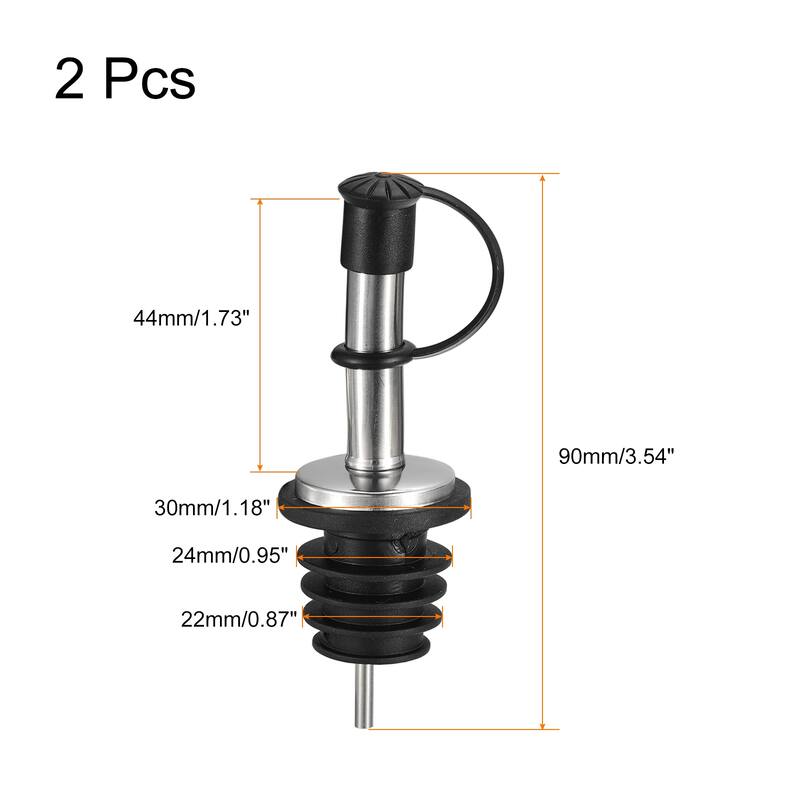 Stainless Steel Bottle Pourers, 2Pcs 90mm/3.54" Olive Oil Spout - Black - 90mm