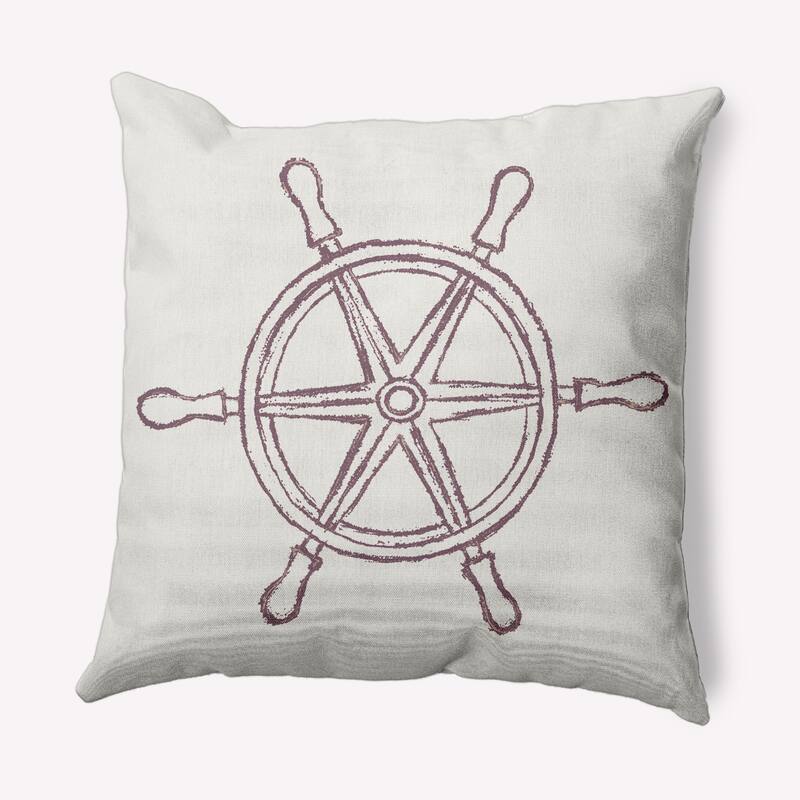 Large Ship Wheel Nautical Decorative Indoor Pillow - Dusty Purple - 18" x 18"