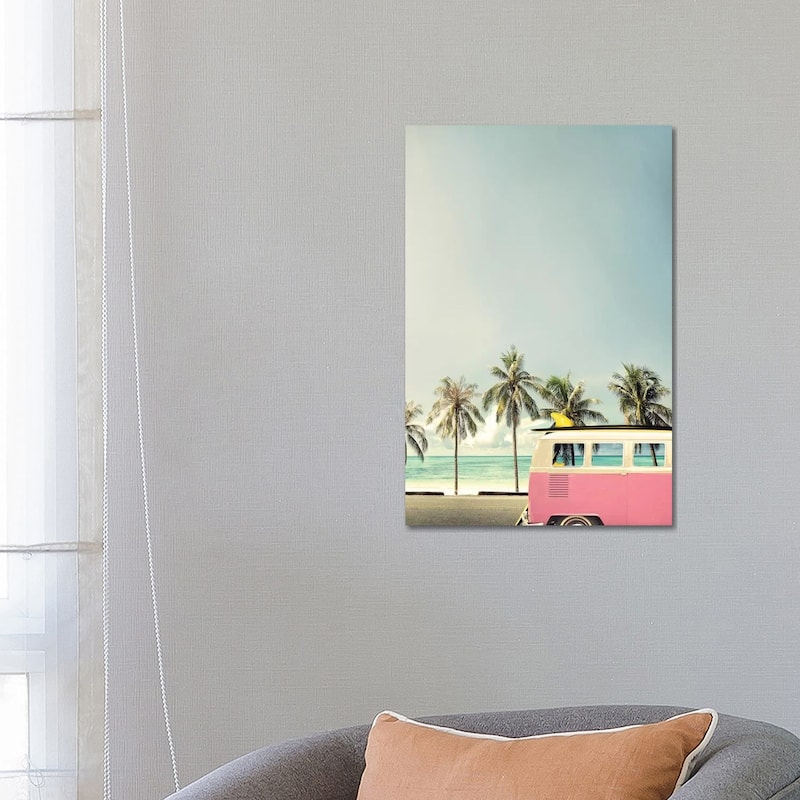 iCanvas "Surf Bus Pink" by Design Fabrikken Canvas Print - 26x18x1.5