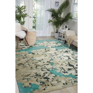 Nourison Prismatic Abstract Floral Textured Water Lily Shimmer Area Rug