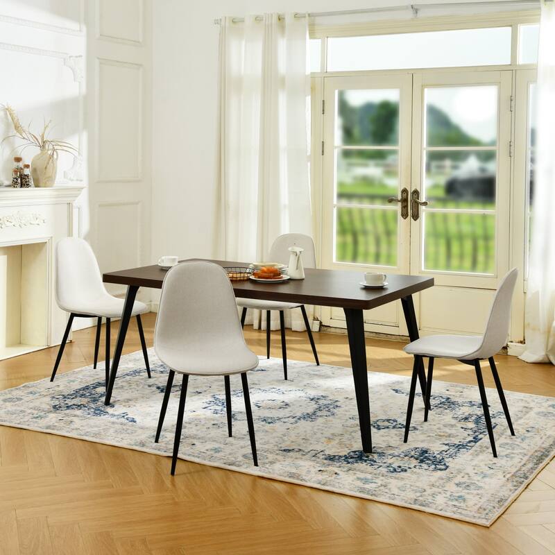 Homy Casa 5-Piece Dining Room Set with Modern Brown Table and 4 Upholstered Side Chairs