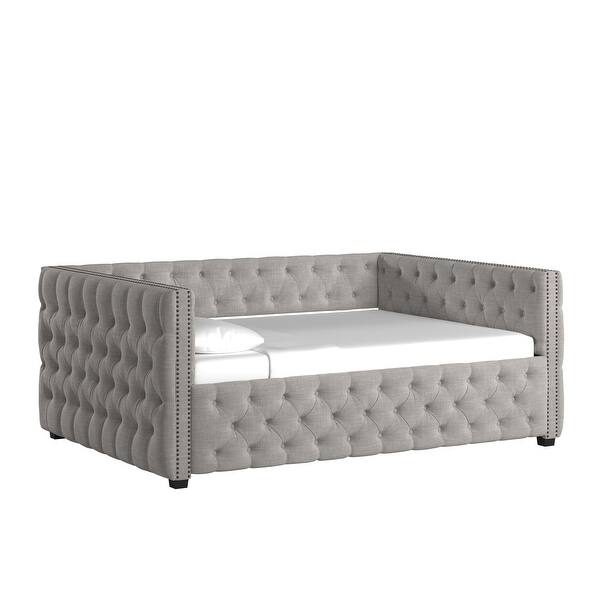 slide 15 of 40, Knightsbridge Queen Tufted Chesterfield Daybed by iNSPIRE Q Artisan Grey Without Trundle