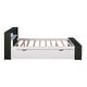 preview thumbnail 8 of 10, Full Size Platform Bed with Trundle and USB Charging, Wooden Kids Bed Frame with Storage Headboard and Footboard, White+Green