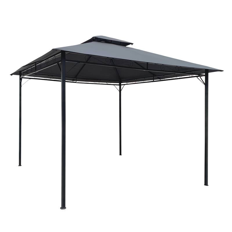 10x10 Ft Outdoor Patio Garden Gazebo Tent, Outdoor Shading, Gazebo Canopy With Curtains