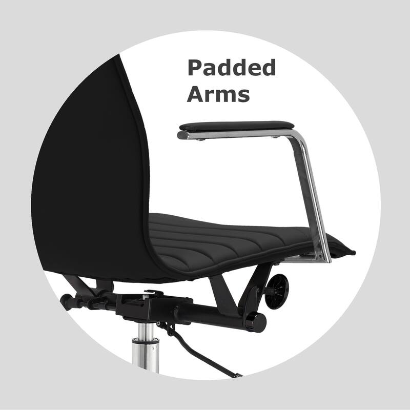 Executive Ergonomic High Back Office Chair Ribbed PU Leather Adjustable for Manager Conference Computer Desk