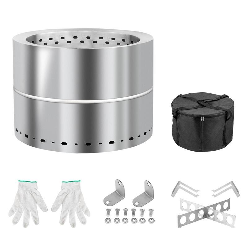 19.3 in. W Stainless Steel Smokeless Stove with Handle and Base with Storage Bag