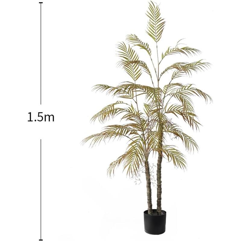 Artificial Palm Tree Tropical Floor Plant in Pot for Home Office Decor - 150cm - Red Double Pole