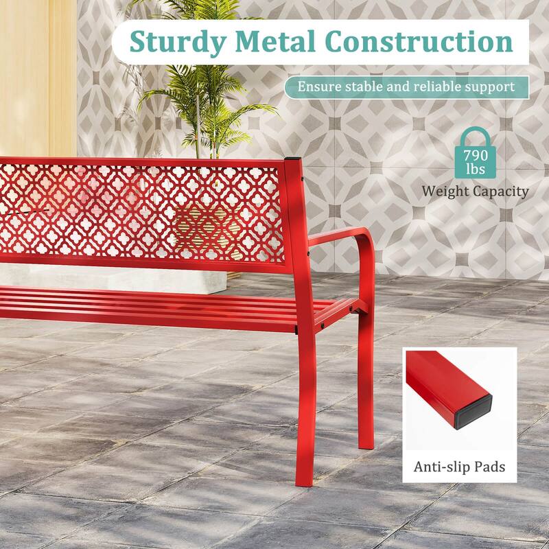 Costway 50" Outdoor Garden Bench with Geometric Lattice Backrest - See Details