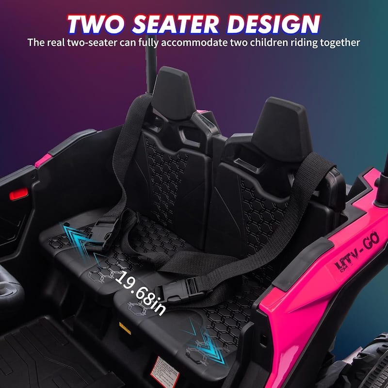 2 Seater Kids Ride on Car Off-Road UTV Toy with Sun Shade, Black