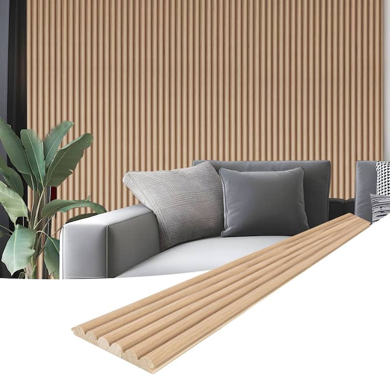 Art3d Wood Grain 3D Slat Wall Paneling,103.94"x5.71",4 Panels - 103.94"x5.71" - AshTree
