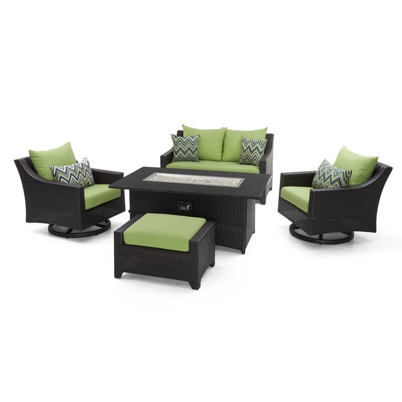 Deco 5 Piece Sunbrella Outdoor Patio Love & Motion Club Fire Set