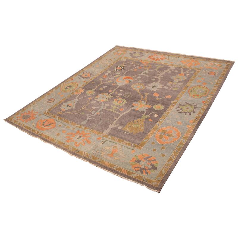 ECARPETGALLERY Hand-knotted Modern Oushak Grey Wool Rug - 11'10 x 14'10