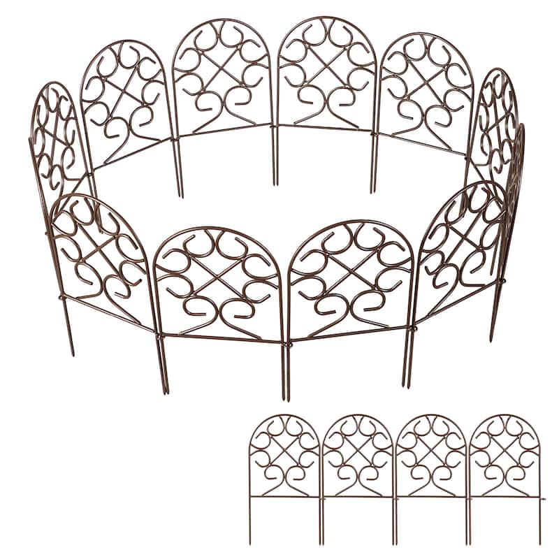 Scrollwork Wrought Iron Edging with Ground Stakes and Gunmetal Finish