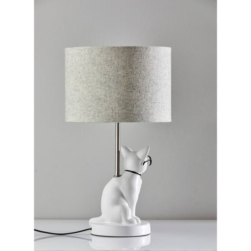 Adesso White Sunny Cat Table Lamp