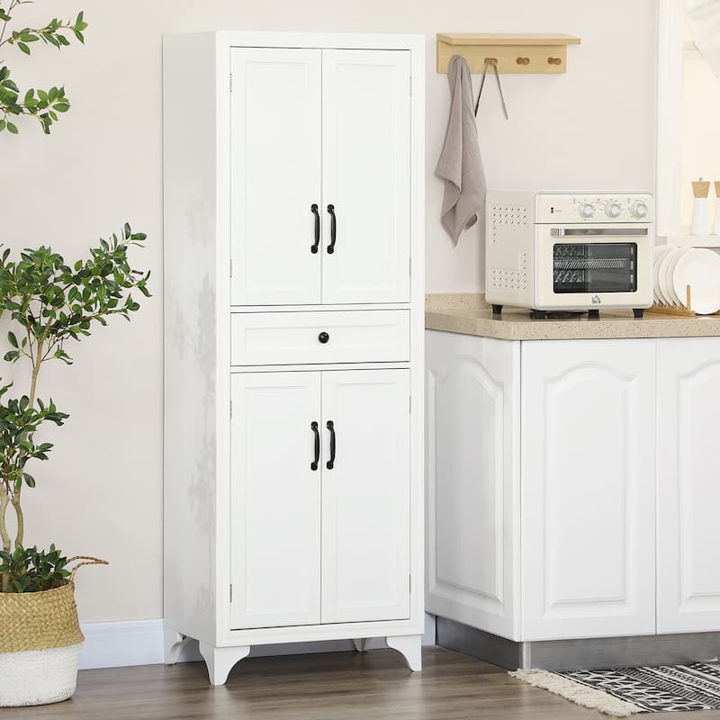 HOMCOM 67" Freestanding Kitchen Pantry, 4-Door Storage Cabinet - White