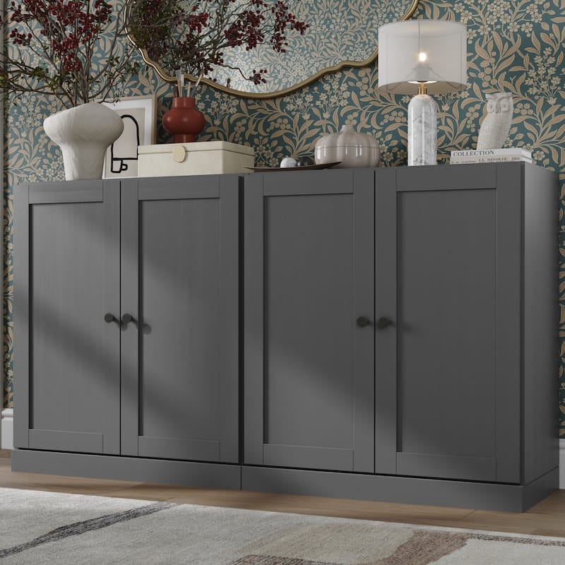 Palace Imports 100% Solid Wood 64" Sideboard with Raised Panel Doors & Adjustable Shelves - Gray