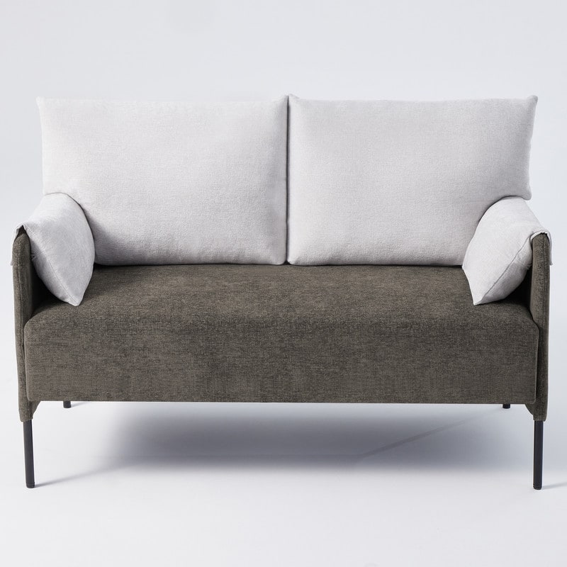 Two-Tone Loveseat Sofa with Wrapped Armrests