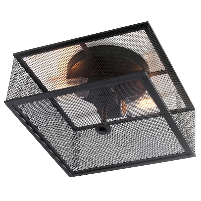 SAFAVIEH Lighting Hagan 2-light Black Flush Mount - 12"W x 12"D x 7"H