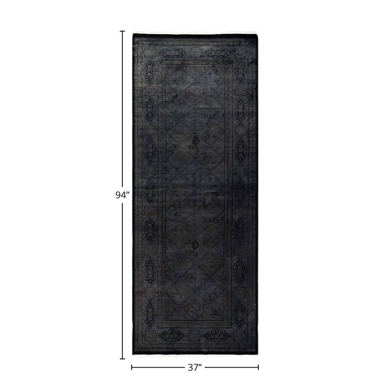 Fine Vibrance, One-of-a-Kind Hand-Knotted Runner Rug - Brown, 3' 1" x 7' 10" - 3' 1" x 7' 10"